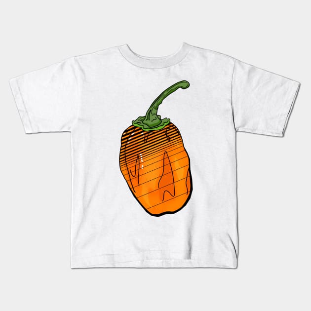 Habanero Chilli Pepper Sticker Spicy Hot Jalapeno Carolina Reaper Kids T-Shirt by MojoCoffeeTime